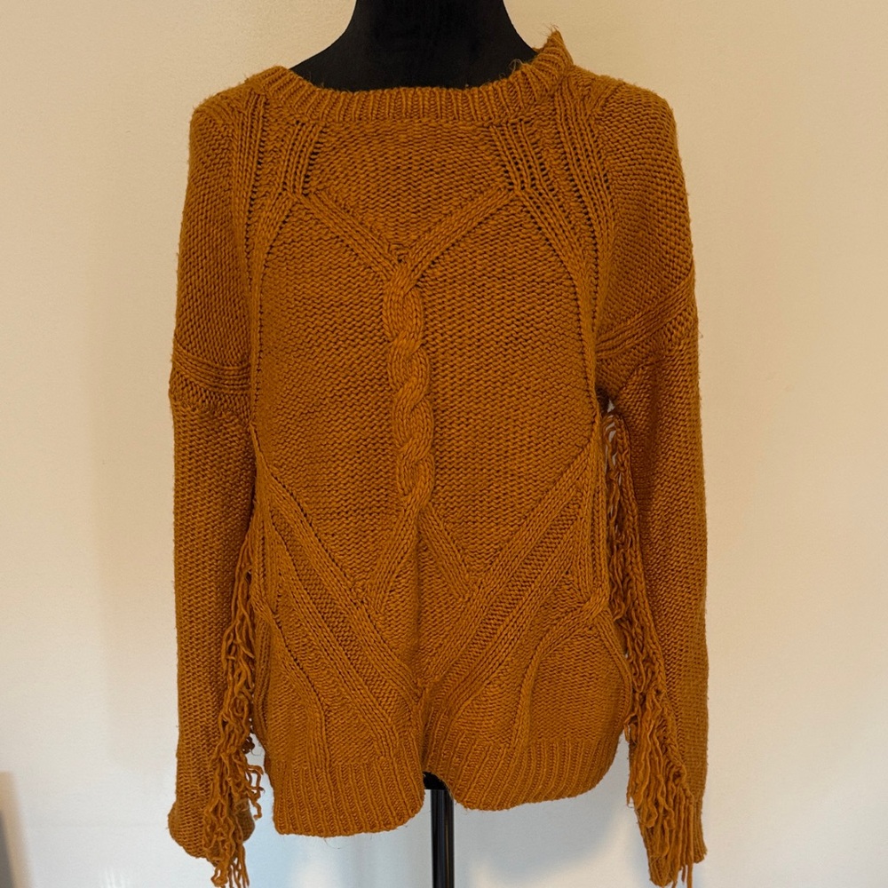 Brave Soul Mustard Cable Knit Sweater